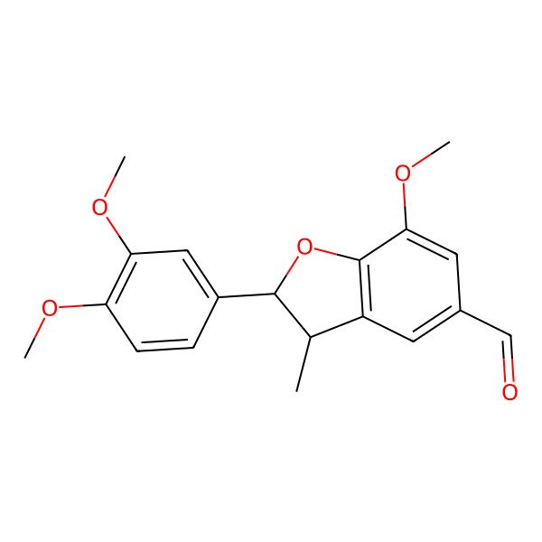 2D Structure of (2R,3R)-2-(3,4-dimethoxyphenyl)-7-methoxy-3-methyl-2,3-dihydro-1-benzofuran-5-carbaldehyde