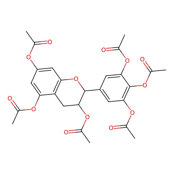 2D Structure of [(2R,3R)-5,7-diacetyloxy-2-(3,4,5-triacetyloxyphenyl)-3,4-dihydro-2H-chromen-3-yl] acetate