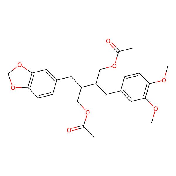 2D Structure of [(2R,3R)-3-(acetyloxymethyl)-2-(1,3-benzodioxol-5-ylmethyl)-4-(3,4-dimethoxyphenyl)butyl] acetate