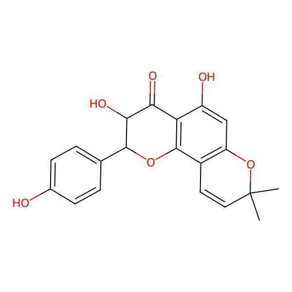 2D Structure of (2R,3R)-3,5-Dihydroxy-2-(4-hydroxyphenyl)-8,8-dimethyl-2,3-dihydro-4H,8H-pyrano[2,3-f]chromen-4-one