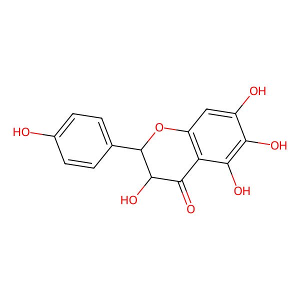 2D Structure of (2R,3R)-3,5,6,7-tetrahydroxy-2-(4-hydroxyphenyl)-2,3-dihydrochromen-4-one