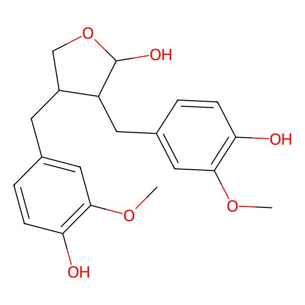 2D Structure of (2R,3R,4R)-3,4-bis[(4-hydroxy-3-methoxyphenyl)methyl]oxolan-2-ol