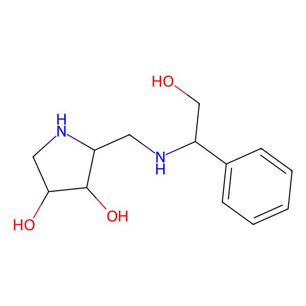 2D Structure of (2R,3R,4S)-2-({[(1R)-2-Hydroxy-1-phenylethyl]amino}methyl)pyrrolidine-3,4-diol