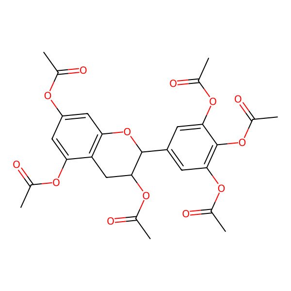 2D Structure of [(2R,3S)-5,7-diacetyloxy-2-(3,4,5-triacetyloxyphenyl)-3,4-dihydro-2H-chromen-3-yl] acetate