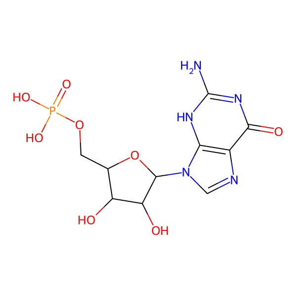 2D Structure of [(2R,3S,4R,5R)-5-(2-amino-6-oxo-3H-purin-9-yl)-3,4-dihydroxyoxolan-2-yl]methyl dihydrogen phosphate