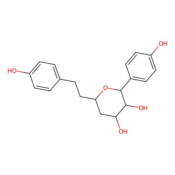 2D Structure of (2R,3S,4S,6S)-2-(4-Hydroxyphenyl)-6-(4-hydroxyphenethyl)tetrahydro-2H-pyran-3,4-diol