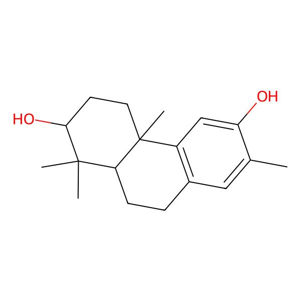 2D Structure of (2R,4aR,10aS)-1,1,4a,7-tetramethyl-2,3,4,9,10,10a-hexahydrophenanthrene-2,6-diol