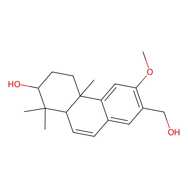 2D Structure of (2R,4aR,10aS)-7-(hydroxymethyl)-6-methoxy-1,1,4a-trimethyl-2,3,4,10a-tetrahydrophenanthren-2-ol 2D Structure of (2R,4aR,10aS)-7-(hydroxymethyl)-6-methoxy-1,1,4a-trimethyl-2,3,4,10a-tetrahydrophenanthren-2-ol