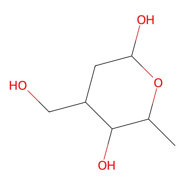 2D Structure of (2R,4R,5R,6R)-4-(hydroxymethyl)-6-methyloxane-2,5-diol