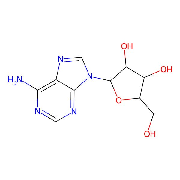 2D Structure of (2R,5R)-2-(6-aminopurin-9-yl)-5-(hydroxymethyl)oxolane-3,4-diol