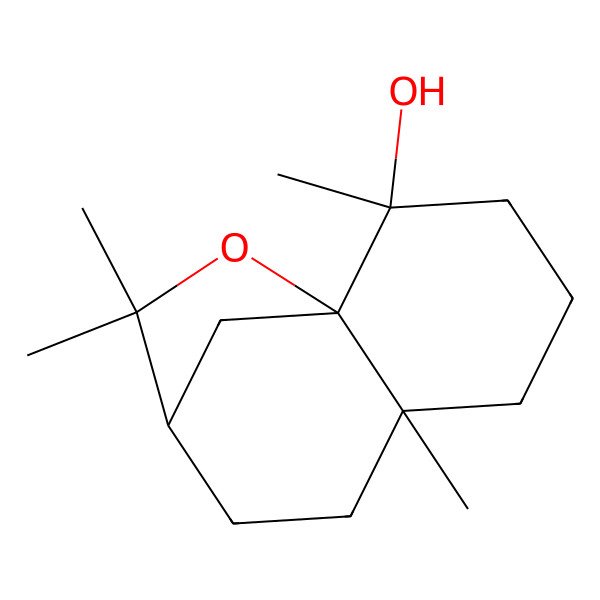 2D Structure of (2R,9S)-2,6,10,10-tetramethyl-11-oxatricyclo[7.2.1.01,6]dodecan-2-ol