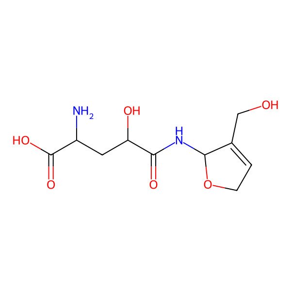 2D Structure of (2S)-2-amino-4-hydroxy-5-[[3-(hydroxymethyl)-2,5-dihydrofuran-2-yl]amino]-5-oxopentanoic acid