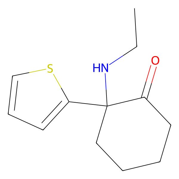 2D Structure of (2S)-2-(ethylamino)-2-thiophen-2-ylcyclohexan-1-one