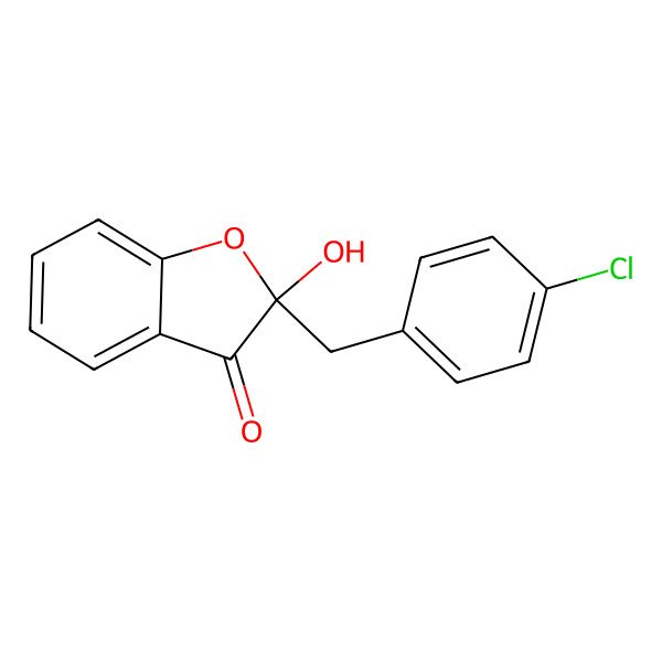 2D Structure of (2S)-2-[(4-chlorophenyl)methyl]-2-hydroxy-1-benzofuran-3-one
