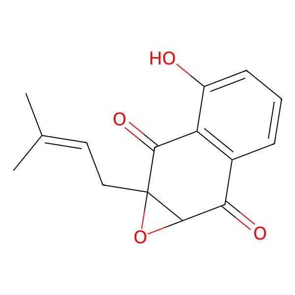 2D Structure of (2S)-2-Prenyl-8-hydroxy-2beta,3beta-epoxy-1,2,3,4-tetrahydronaphthalene-1,4-dione