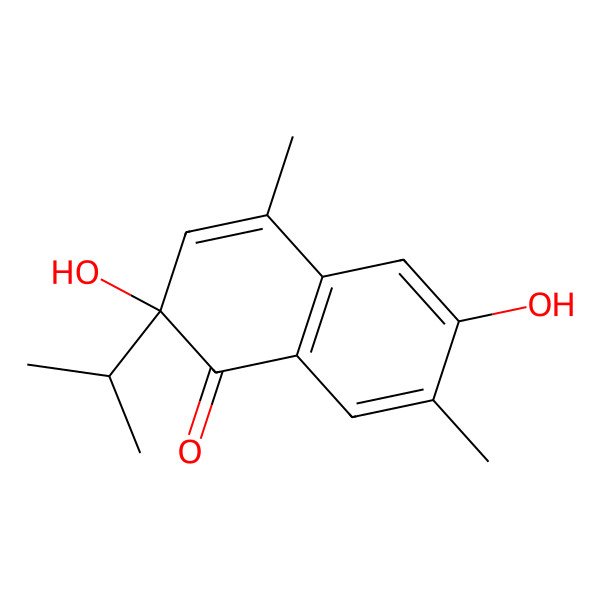 2D Structure of (2S)-2,6-dihydroxy-4,7-dimethyl-2-propan-2-ylnaphthalen-1-one