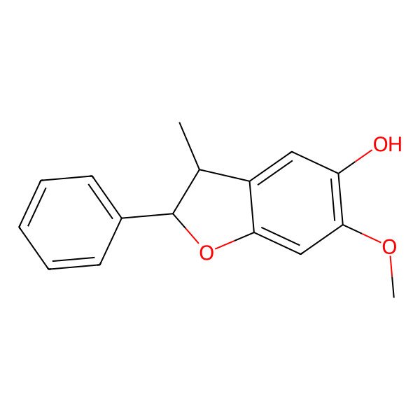 2D Structure of (2s,3s)6-Methoxy-3-methyl-2-phenyl-2,3-dihydrobenzofuran-5-ol