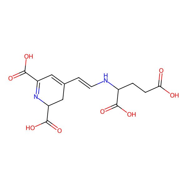 2D Structure of (2S)-4-[(E)-2-[[(1S)-1,3-dicarboxypropyl]amino]ethenyl]-2,3-dihydropyridine-2,6-dicarboxylic acid