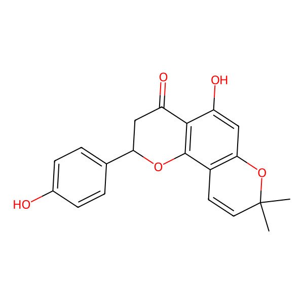 2D Structure of (2S)-5-hydroxy-2-(4-hydroxyphenyl)-8,8-dimethyl-2,3-dihydropyrano[2,3-h]chromen-4-one