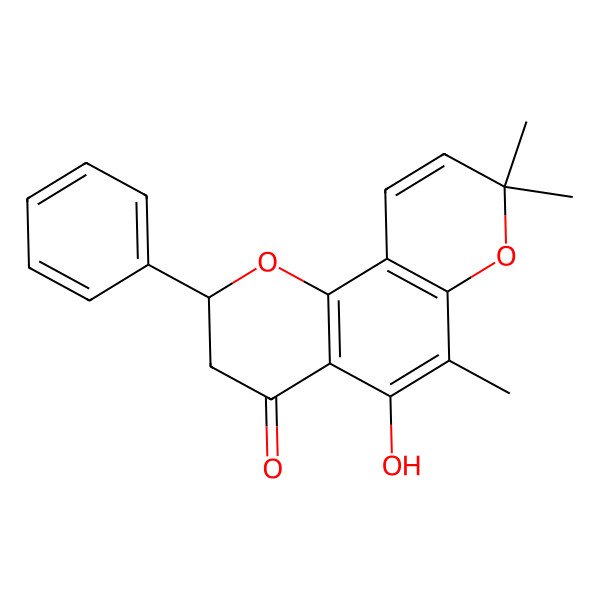 2D Structure of (2S)-5-hydroxy-6,8,8-trimethyl-2-phenyl-2,3-dihydropyrano[2,3-h]chromen-4-one