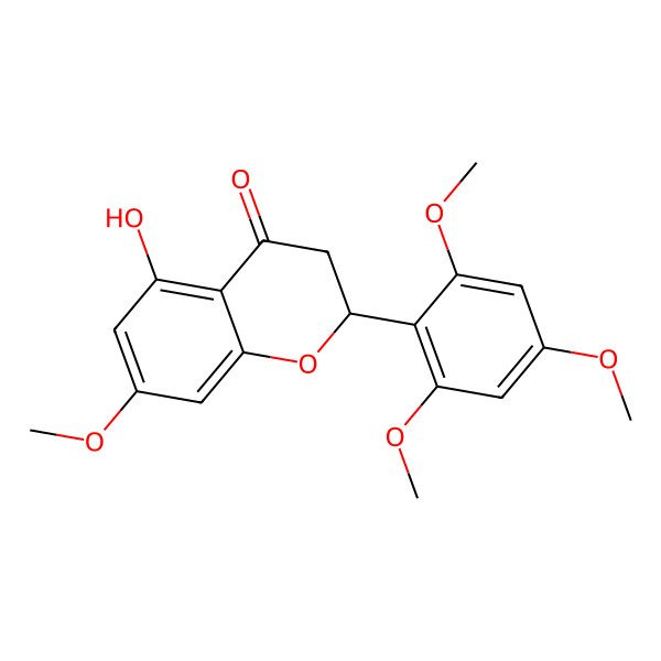 2D Structure of (2S)-5-hydroxy-7-methoxy-2-(2,4,6-trimethoxyphenyl)-2,3-dihydrochromen-4-one