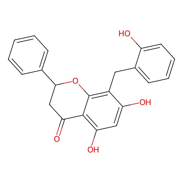2D Structure of (2S)-5,7-dihydroxy-8-[(2-hydroxyphenyl)methyl]-2-phenyl-2,3-dihydrochromen-4-one