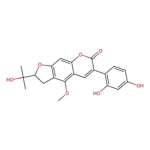 2D Structure of (2S)-6-(2,4-dihydroxyphenyl)-2-(2-hydroxypropan-2-yl)-4-methoxy-2,3-dihydrofuro[3,2-g]chromen-7-one