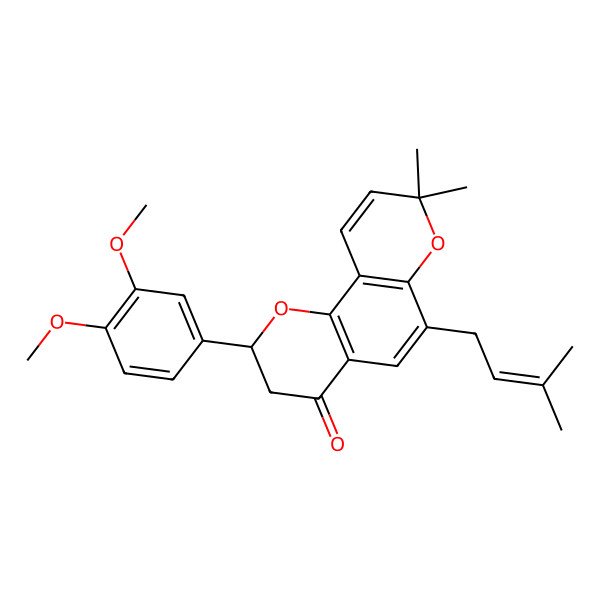 2D Structure of (2S)-6-(Gamma,Gamma-Dimethylallyl)-3',4'-Dimethoxy-6'',6''-Dimethylpyran[2'',3'':7,8]Flavanone
