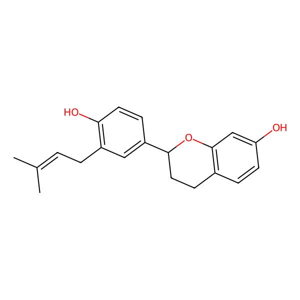 2D Structure of (2S)-7,4'-Dihydroxy-3'-Prenylflavan