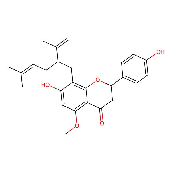 2D Structure of (2S)-7,4'-dihydroxy-8-lavandulyl-5-methoxyflavanone