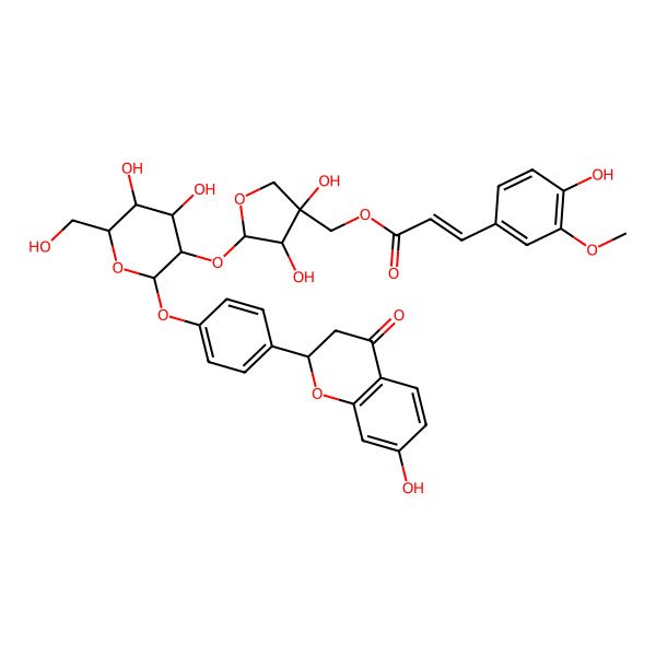 2D Structure of (2S)-7,4'-Dihydroxyflavanone 4'-[4-feruloylapiosyl-(1->2)-glucoside]