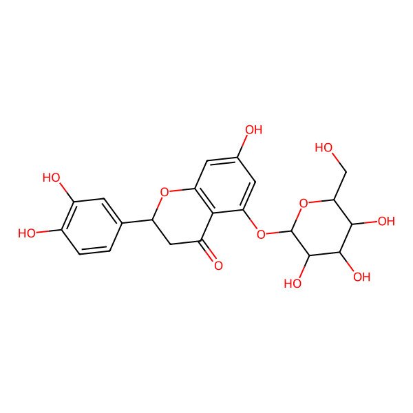 2D Structure of (2S)-2-(3,4-dihydroxyphenyl)-7-hydroxy-5-[(2S,3R,4S,5S,6R)-3,4,5-trihydroxy-6-(hydroxymethyl)oxan-2-yl]oxy-2,3-dihydrochromen-4-one
