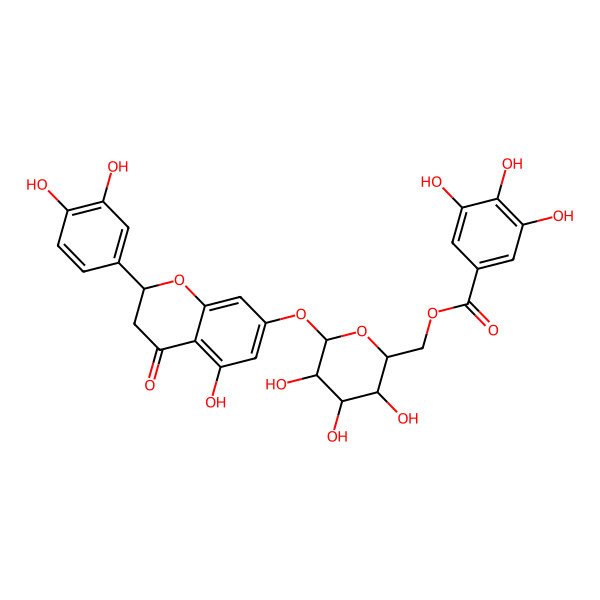 2D Structure of (2S)-eriodictyol 7-O-(6''-O-galloyl)-beta-D-glucopyranoside