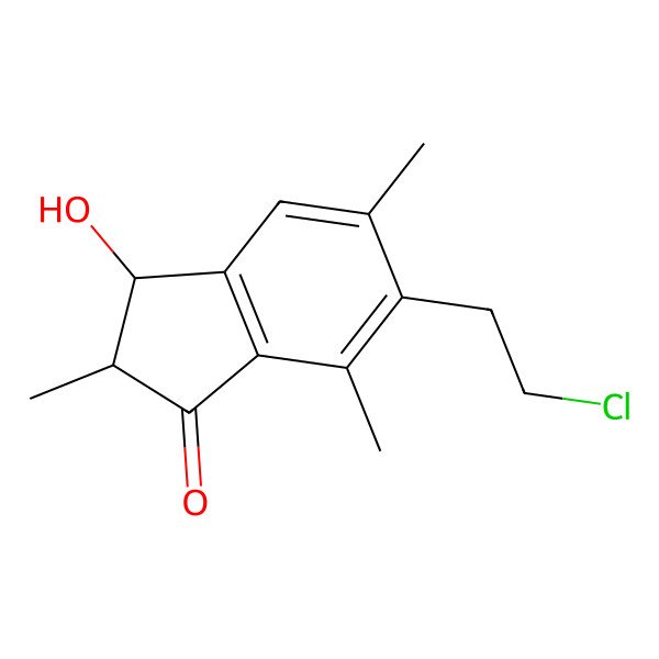 2D Structure of (2S-trans)-6-(2-Chloroethyl)-2,3-dihydro-3-hydroxy-2,5,7-trimethyl-1H-inden-1-one