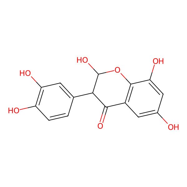 2D Structure of (2S,3R)-3-(3,4-dihydroxyphenyl)-2,6,8-trihydroxy-2,3-dihydrochromen-4-one