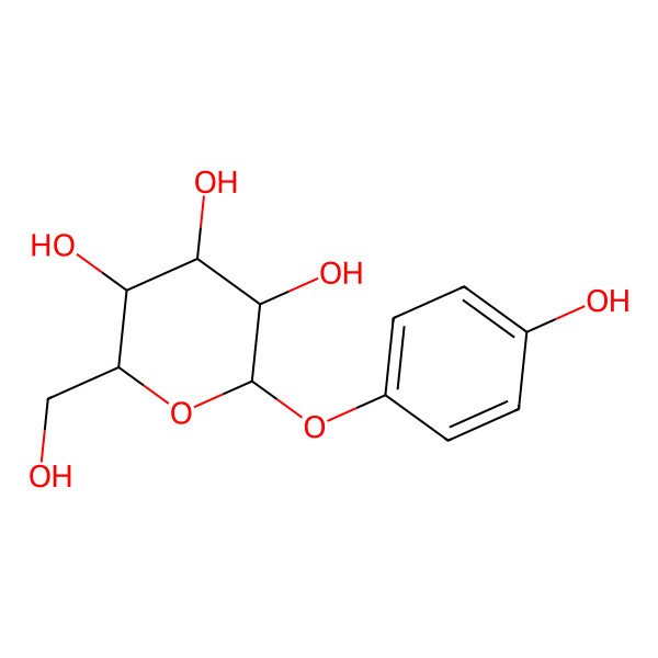 2D Structure of (2S,3R,4R,5S,6R)-2-(hydroxymethyl)-6-(4-hydroxyphenoxy)oxane-3,4,5-triol
