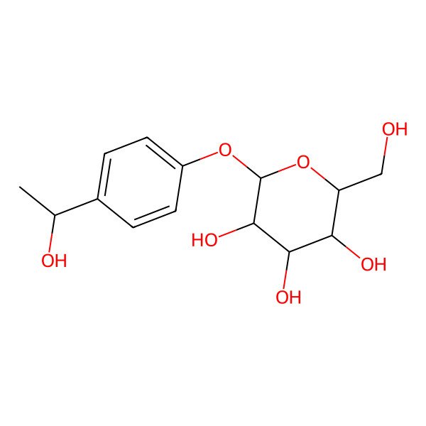 2D Structure of (2S,3R,4S,5S,6R)-2-[4-(1-hydroxyethyl)phenoxy]-6-(hydroxymethyl)oxane-3,4,5-triol