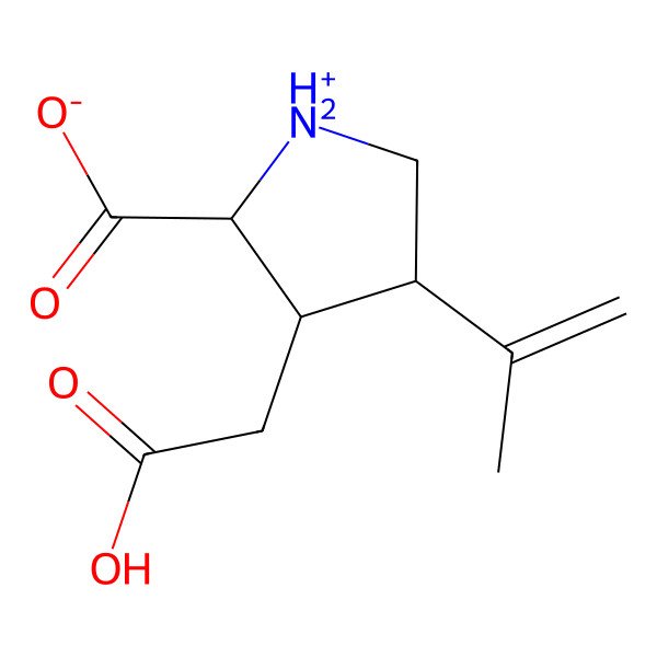 2D Structure of (2S,3S,4S)-3-(carboxymethyl)-4-prop-1-en-2-ylpyrrolidin-1-ium-2-carboxylate