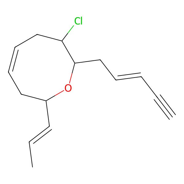 2D Structure of (2S,3S,5Z,8S)-3-Chloro-2-[(E)-pent-2-en-4-ynyl]-8-[(E)-prop-1-enyl]-3,4,7,8-tetrahydro-2H-oxocine