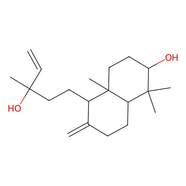 2D Structure of (2S,4aR,5S,8aR)-5-[(3R)-3-hydroxy-3-methyl-pent-4-enyl]-1,1,4a-trimethyl-6-methylene-decalin-2-ol