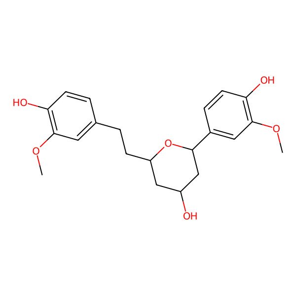2D Structure of (2S,4R,6S)-2-(4-hydroxy-3-methoxyphenyl)-6-[2-(4-hydroxy-3-methoxyphenyl)ethyl]oxan-4-ol