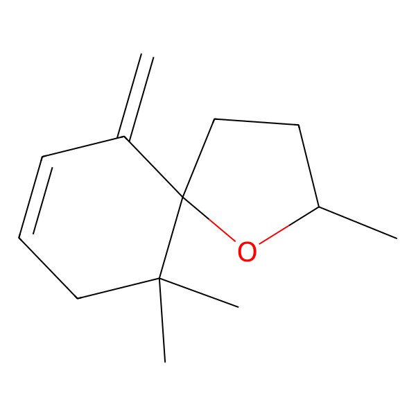 2D Structure of (2S,5S)-2,6,6-trimethyl-10-methylidene-1-oxaspiro[4.5]dec-8-ene