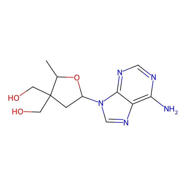 2D Structure of [(2S,5S)-5-(6-aminopurin-9-yl)-3-(hydroxymethyl)-2-methyl-tetrahydrofuran-3-yl]methanol