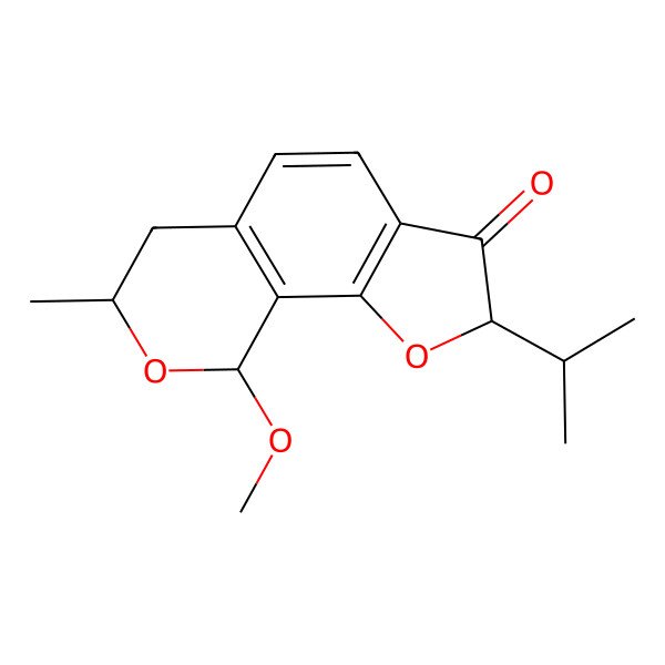 2D Structure of (2S,7R,9S)-9-methoxy-7-methyl-2-propan-2-yl-7,9-dihydro-6H-furo[3,2-h]isochromen-3-one