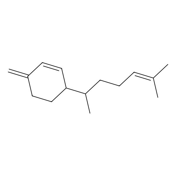 2D Structure of 3-((1S)-1,5-Dimethyl-4-hexenyl)-6-methylene-1-cyclohexene, (3R)-