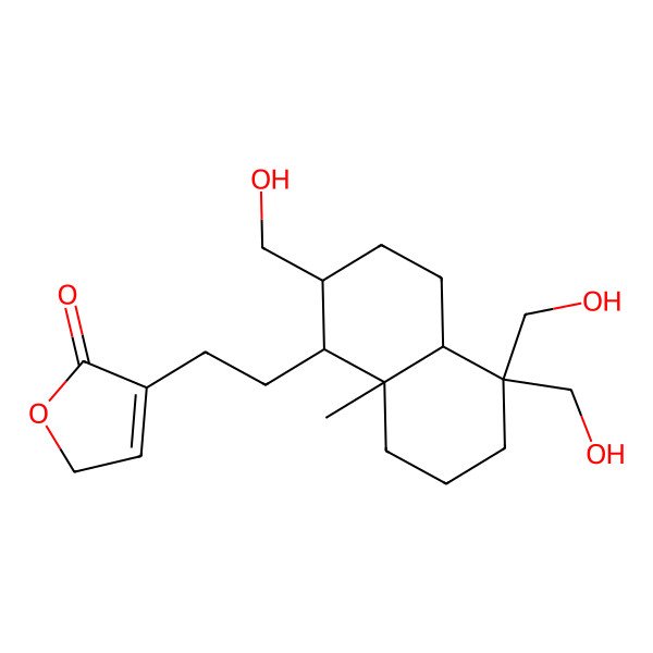 2D Structure of 3-{2-[2,5,5-tris(hydroxymethyl)-8a-methyldecahydro-1-naphthalenyl]ethyl}-2(5H)-furanone