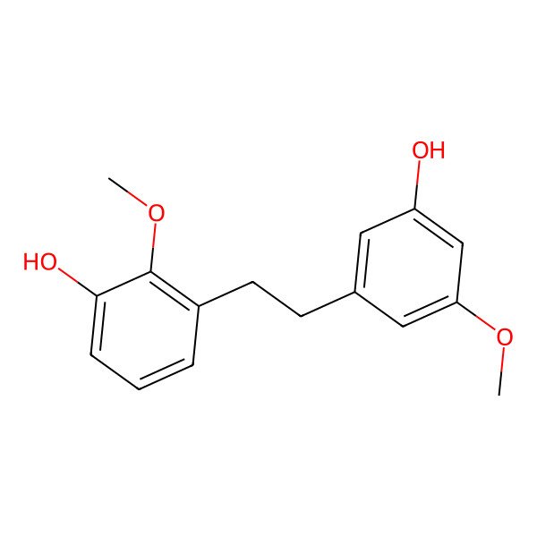 2D Structure of 3-[2-(3-Hydroxy-5-methoxyphenyl)ethyl]-2-methoxyphenol