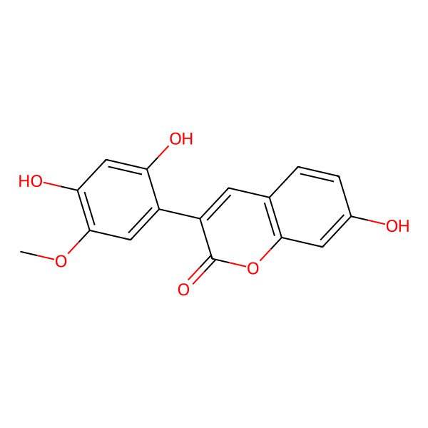 2D Structure of 3-(2,4-Dihydroxy-5-methoxyphenyl)-7-hydroxychromen-2-one