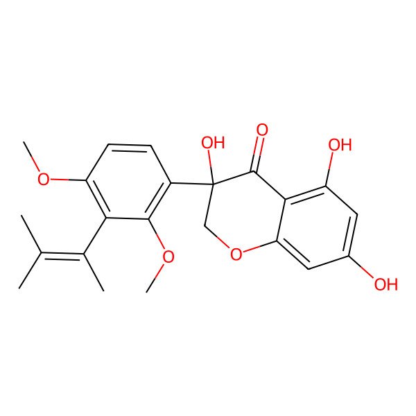 2D Structure of 3-[2,4-dimethoxy-3-(3-methylbut-2-en-2-yl)phenyl]-3,5,7-trihydroxy-2H-chromen-4-one