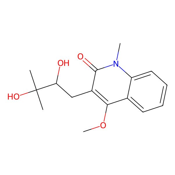 2D Structure of 3-[(2S)-2,3-dihydroxy-3-methylbutyl]-4-methoxy-1-methylquinolin-2-one